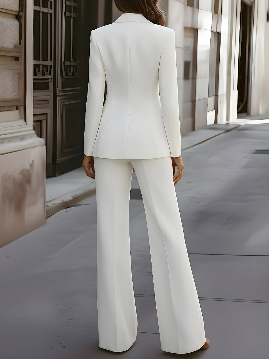 Tailored Pantsuit With Floral Lapel Detail