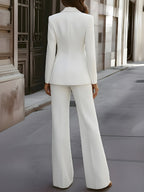 Tailored Pantsuit With Floral Lapel Detail