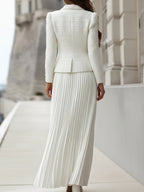 Tweed Blazer And Pleated Midi Skirt Set