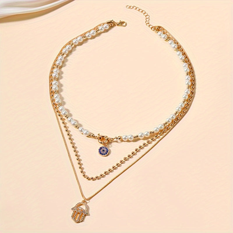 Anara | Layered Punk-Style Pearl Necklace