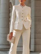 Tailored Button-Front Suit With Structured Jacket