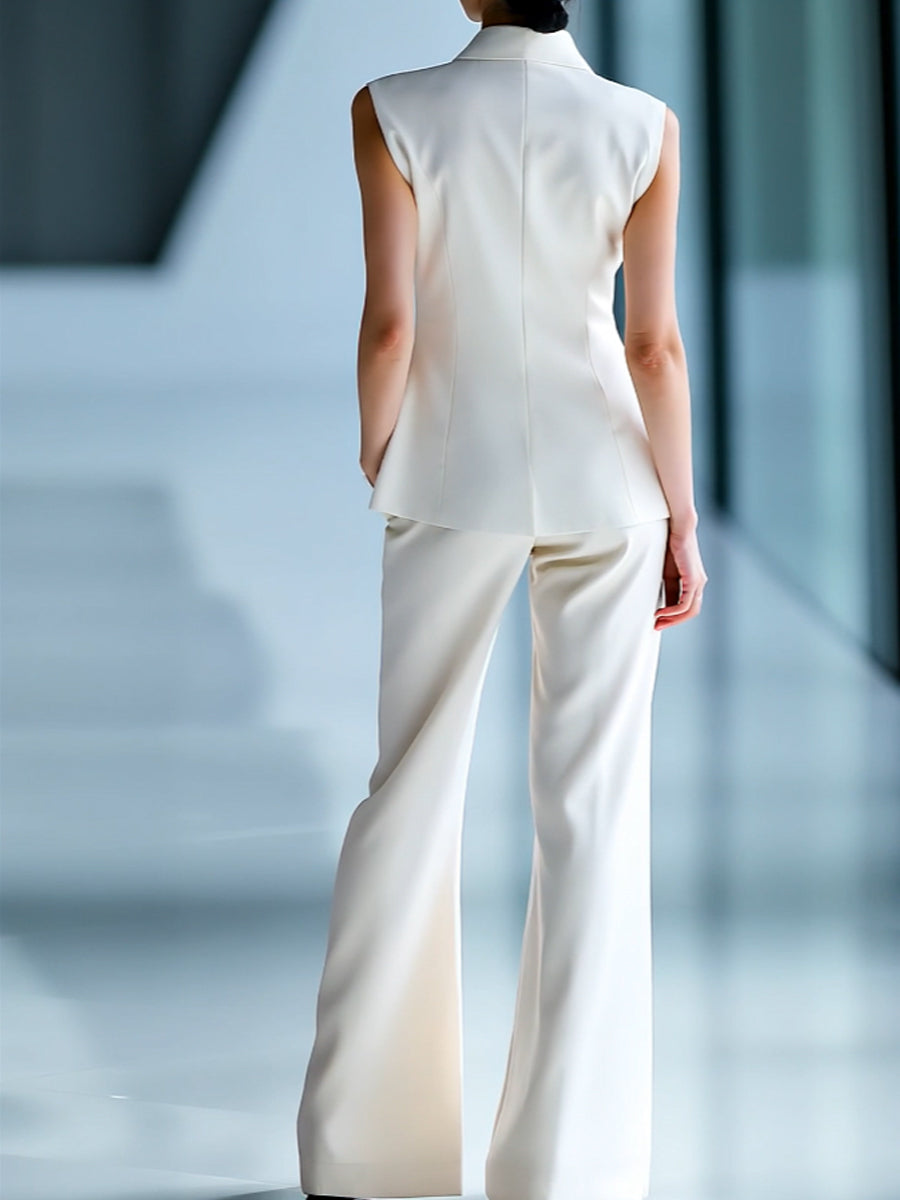 Urban Sleeveless Floral Printed Blazer and Trousers Set