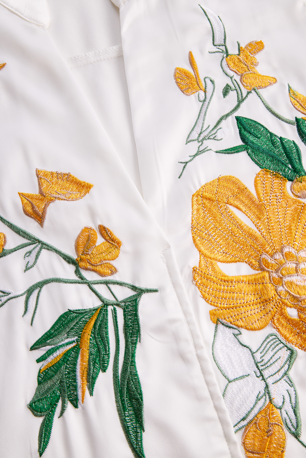 Sleeveless Blouse with Yellow Floral Embroidery