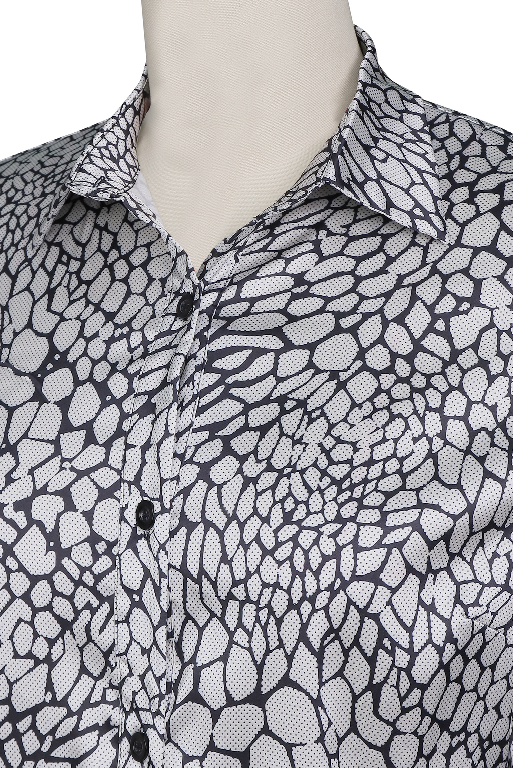 Modern Satin Printed Blouse with Classic Snake Pattern Elegance