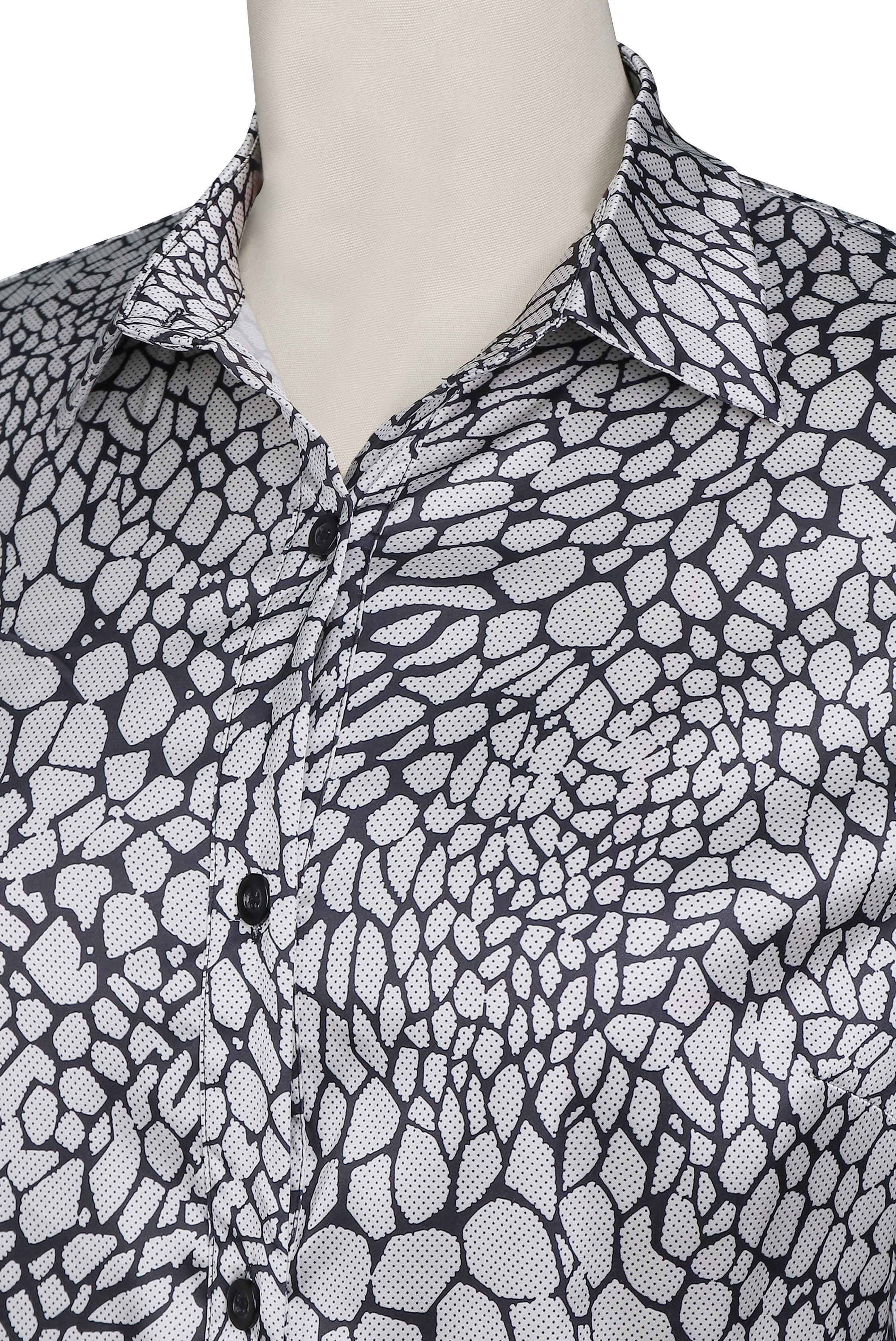 Modern Satin Printed Blouse with Classic Snake Pattern Elegance