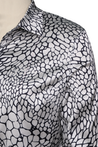 Modern Satin Printed Blouse with Classic Snake Pattern Elegance