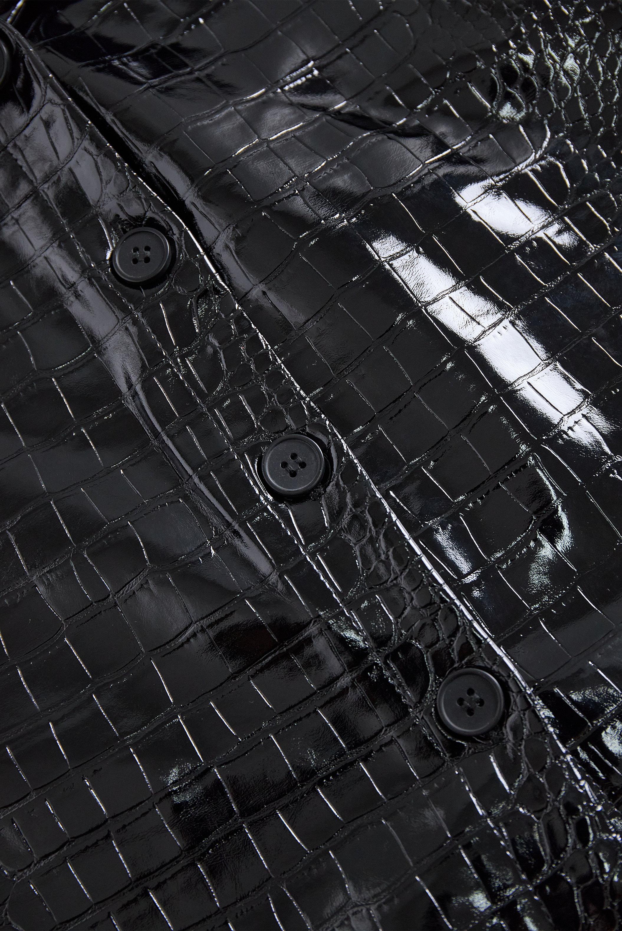 Glossy Black Crocodile Embossed Shirt