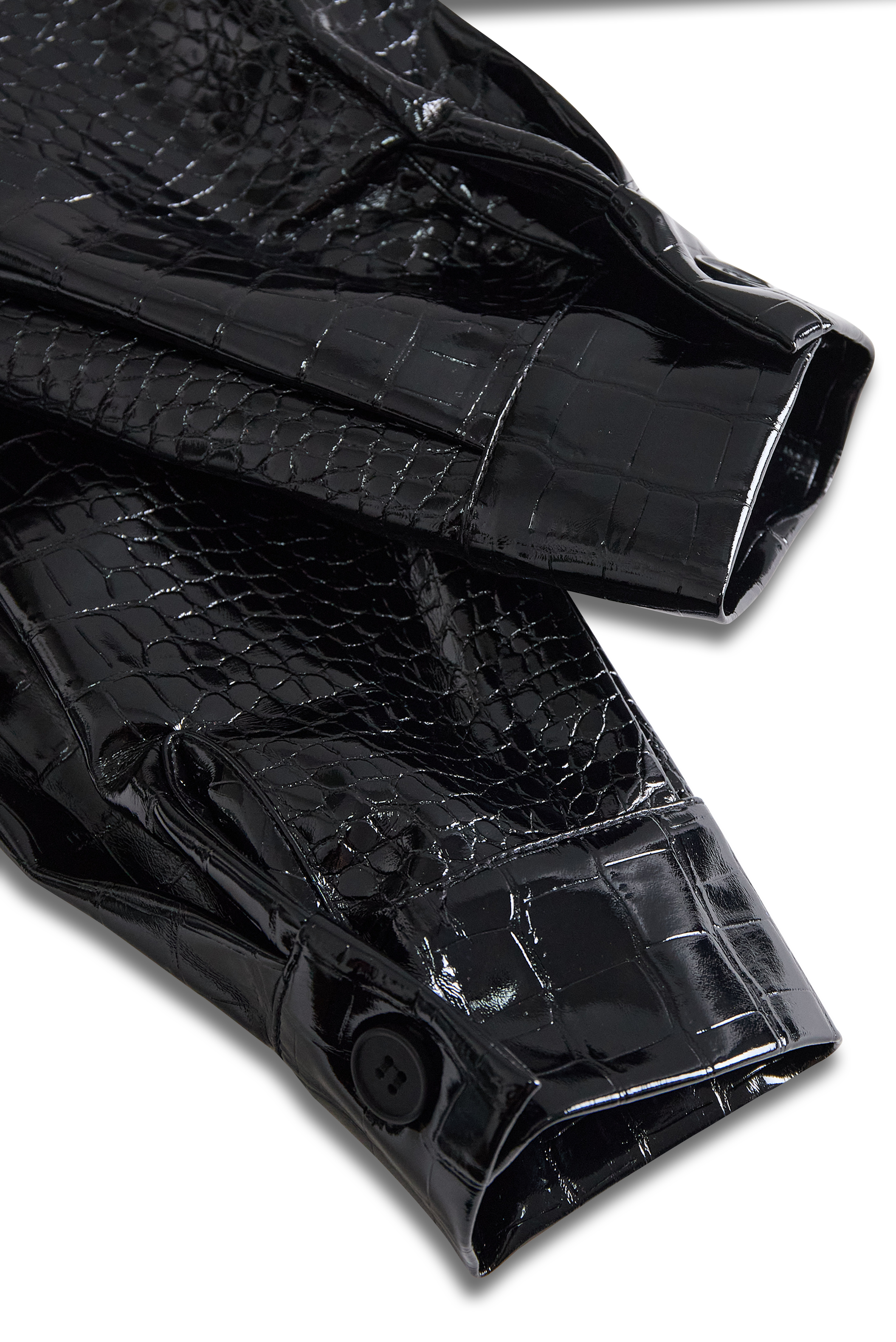 Glossy Black Crocodile Embossed Shirt