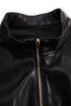 Sleeveless Faux Leather Zippered Romper