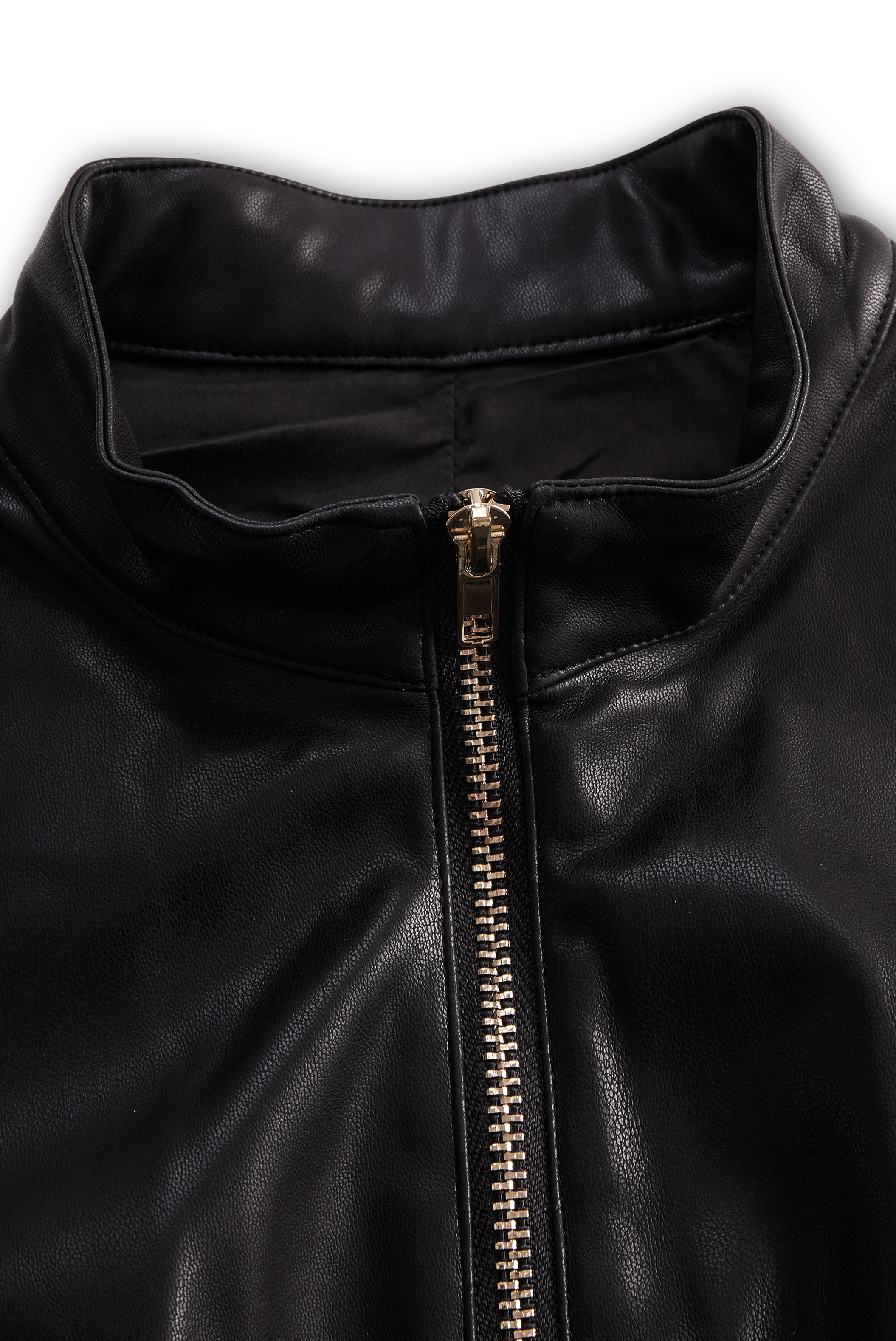 Sleeveless Faux Leather Zippered Romper