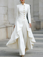 Elegant Front-buttons Long Blazer And Pants Set