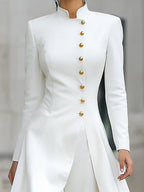 Elegant Front-buttons Long Blazer And Pants Set