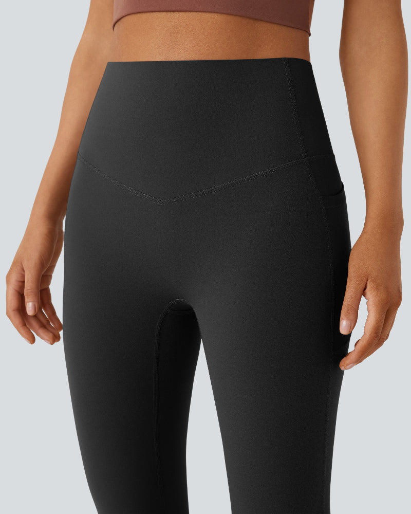 High Waisted Tummy Control Pocket Shaping Yoga Bootcut Leggings