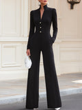 Elegant High-Neck Tailored Wide-Leg Jumpsuit