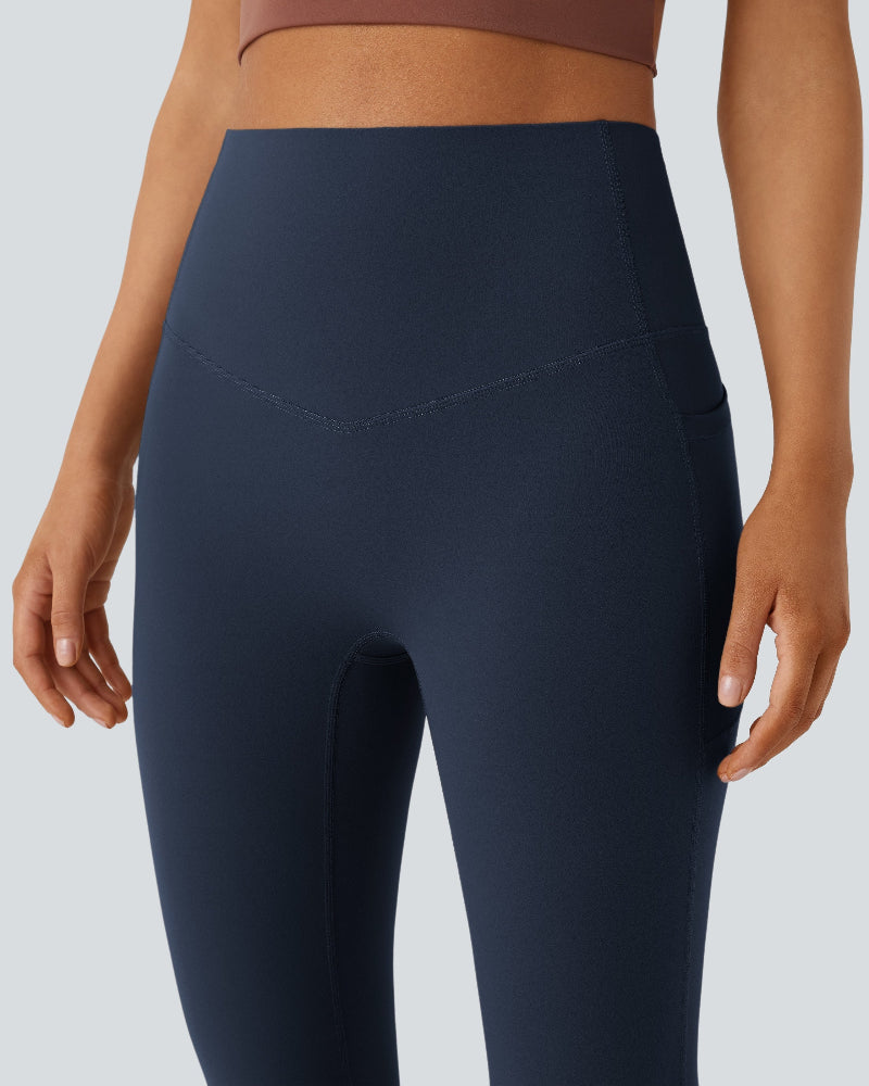 High Waisted Tummy Control Pocket Shaping Yoga Bootcut Leggings