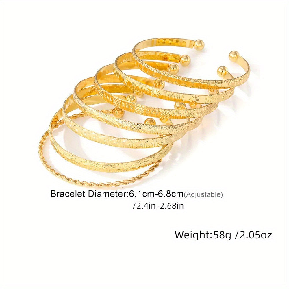 Saffira | 7-Piece Gold-Tone Boho Bracelet Set