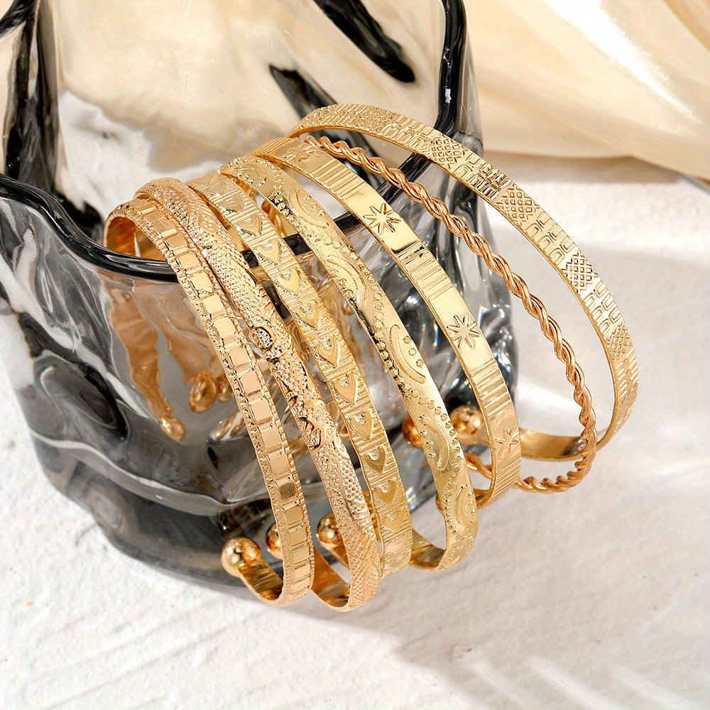 Saffira | 7-Piece Gold-Tone Boho Bracelet Set