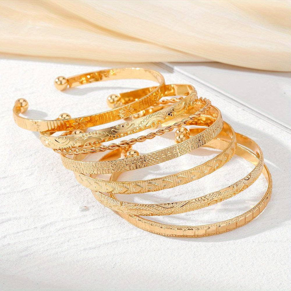 Saffira | 7-Piece Gold-Tone Boho Bracelet Set