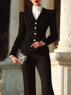 Structured Button-Front Tailored Suit Set