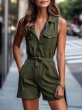 Chic Olive Sleeveless Utility Romper