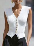 Sculpted Knit Button Vest Top