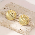 Marcella | Elegant Coral Shell Gold Earrings