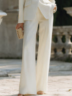 Tailored Pinstripe Blazer Set With Wide-Leg Pants