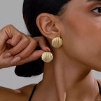 Marcella | Elegant Coral Shell Gold Earrings