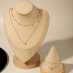 Indira | Modern Minimalist Heart & Pearl Necklace + Bracelet Set
