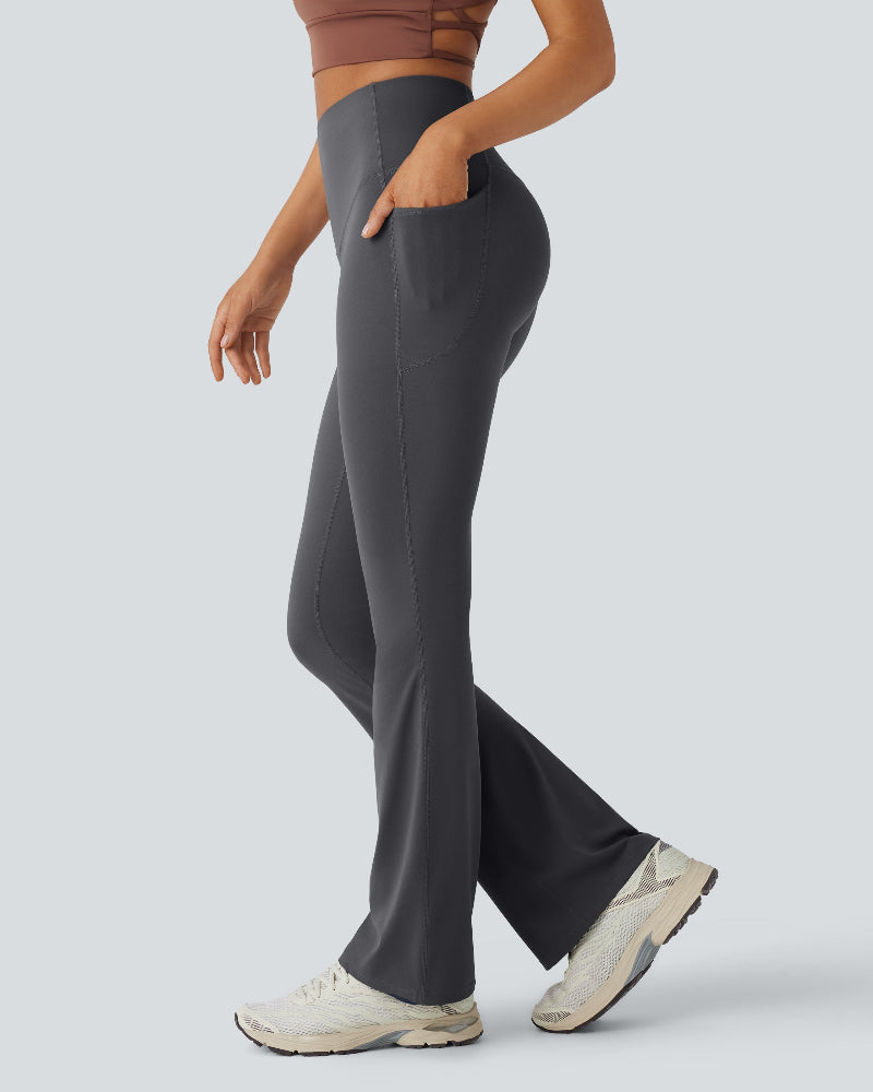 High Waisted Tummy Control Pocket Shaping Yoga Bootcut Leggings