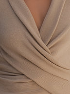 Taupe Draped Knit Wrap Top