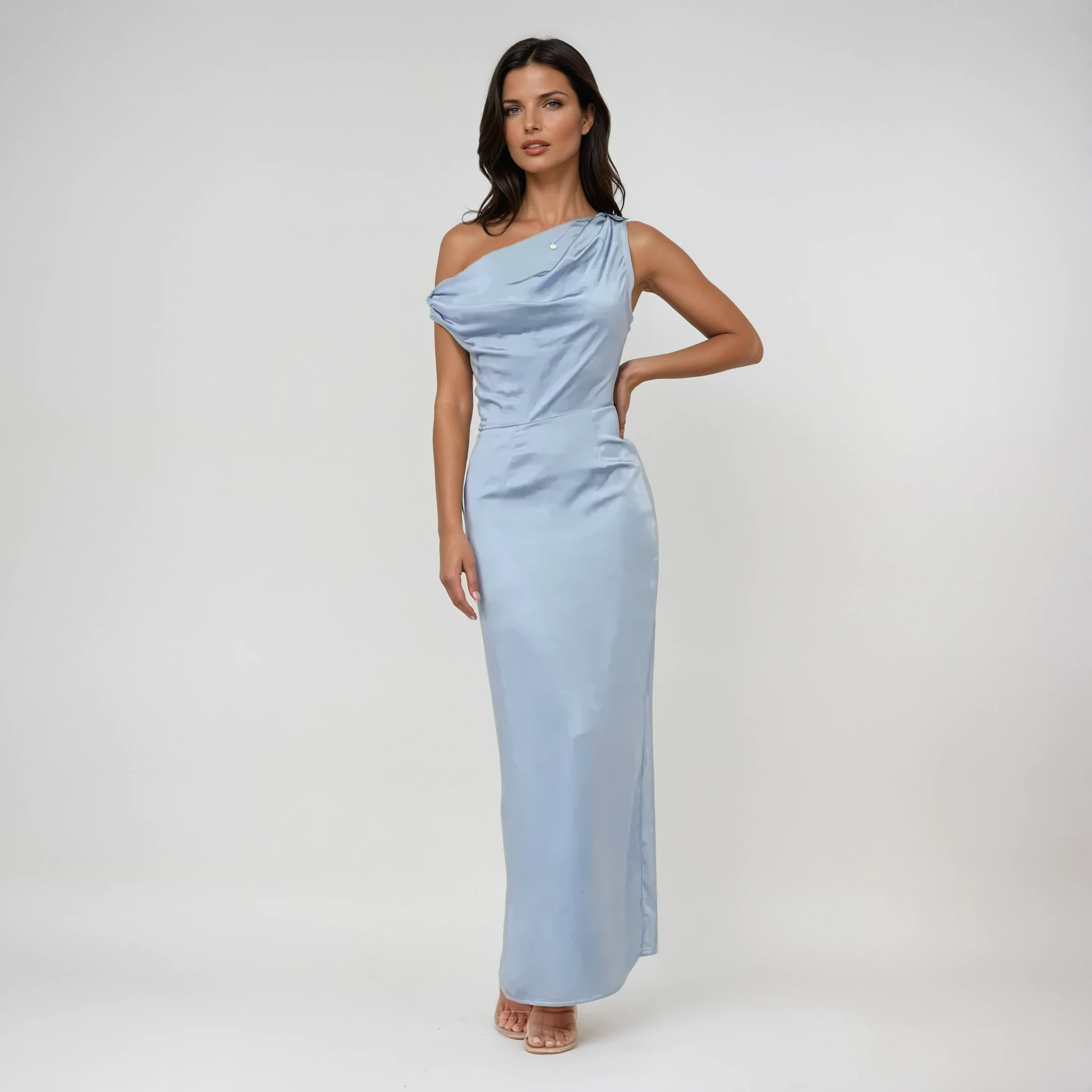 Coralie Draped Satin Wedding Guest Maxi Dress