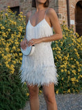 Cute Feather Party Mini Dress