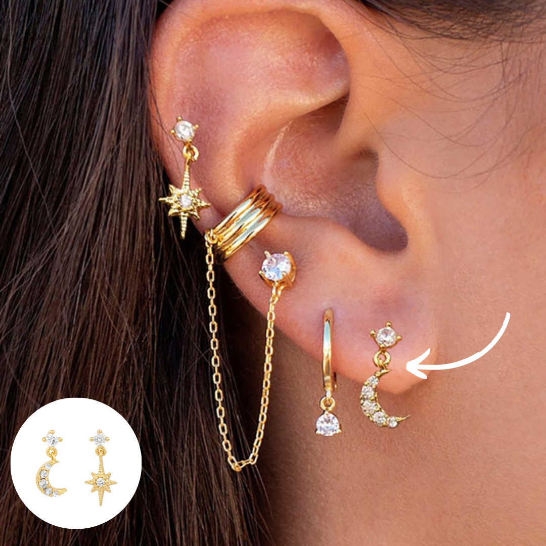 Alessia | Boho Crystal Set of Earrings with Gold & SIlver Tone