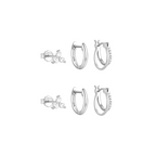 Viviana | Sparkling Double Hoops 3-Pair Set Earrings