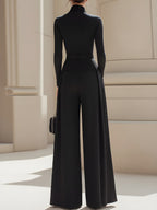 High-Neck Fitted Top And Fluid Wide-Leg Trouser Set