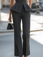 Sophisticated Sleeveless Peplum Jumpsuit In Charcoal Gray