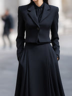 Tailored Blazer & Midi Skirt Set With Structured Elegance