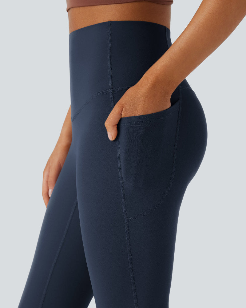 High Waisted Tummy Control Pocket Shaping Yoga Bootcut Leggings
