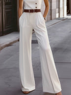Sleeveless Wide-Leg Jumpsuit With Asymmetric Buttons