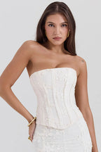 Strapless Embroidered Wedding Guest Maxi Dress