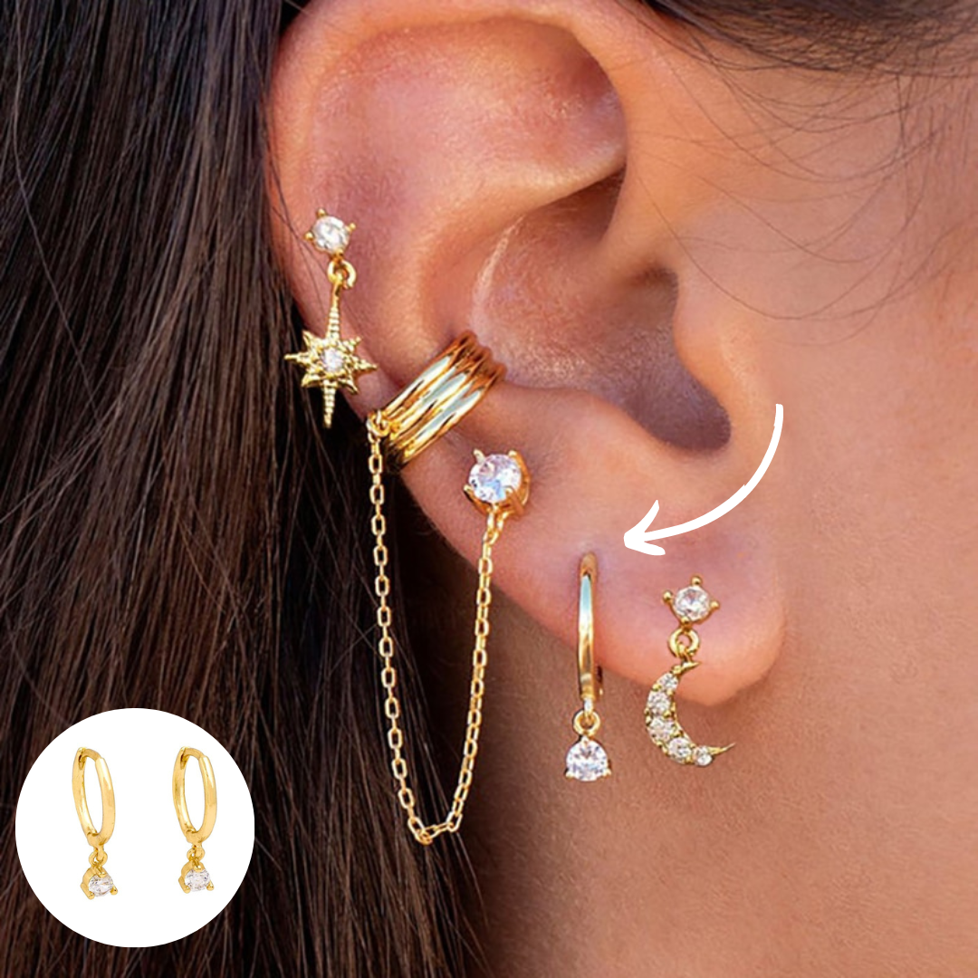Alessia | Boho Crystal Set of Earrings with Gold & SIlver Tone