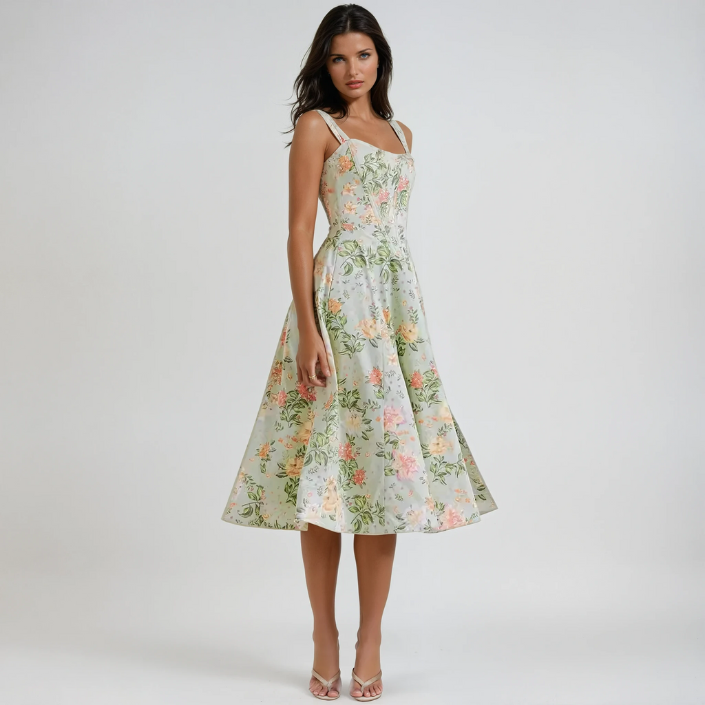 Dahlia Floral Party Midi Dress