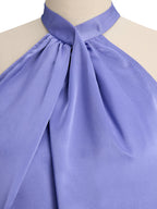 Sophisticated Cross-Neck Gathered Satin Blouse