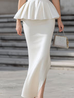 Sleeveless Turtleneck Peplum Two-Piece Set