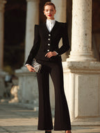 Structured Button-Front Tailored Suit Set