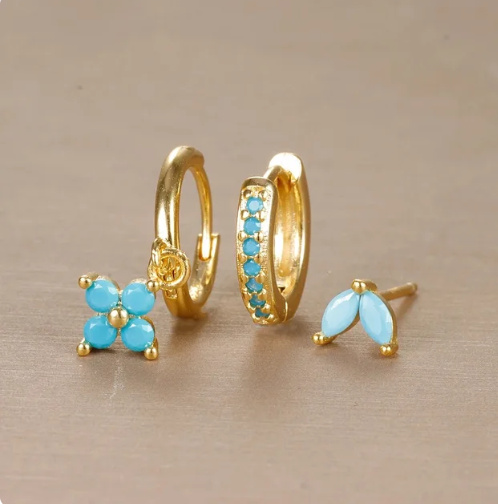 Giulia | Elegant Boho 3-Piece Set Earrings with Gold & Silver Accents