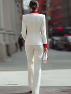 Bold Red And White Double-Breasted Suit Set By Mooyius