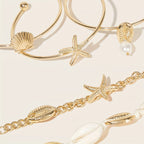 Nayara | 5-Piece Boho Shell & Starfish Bracelet Set