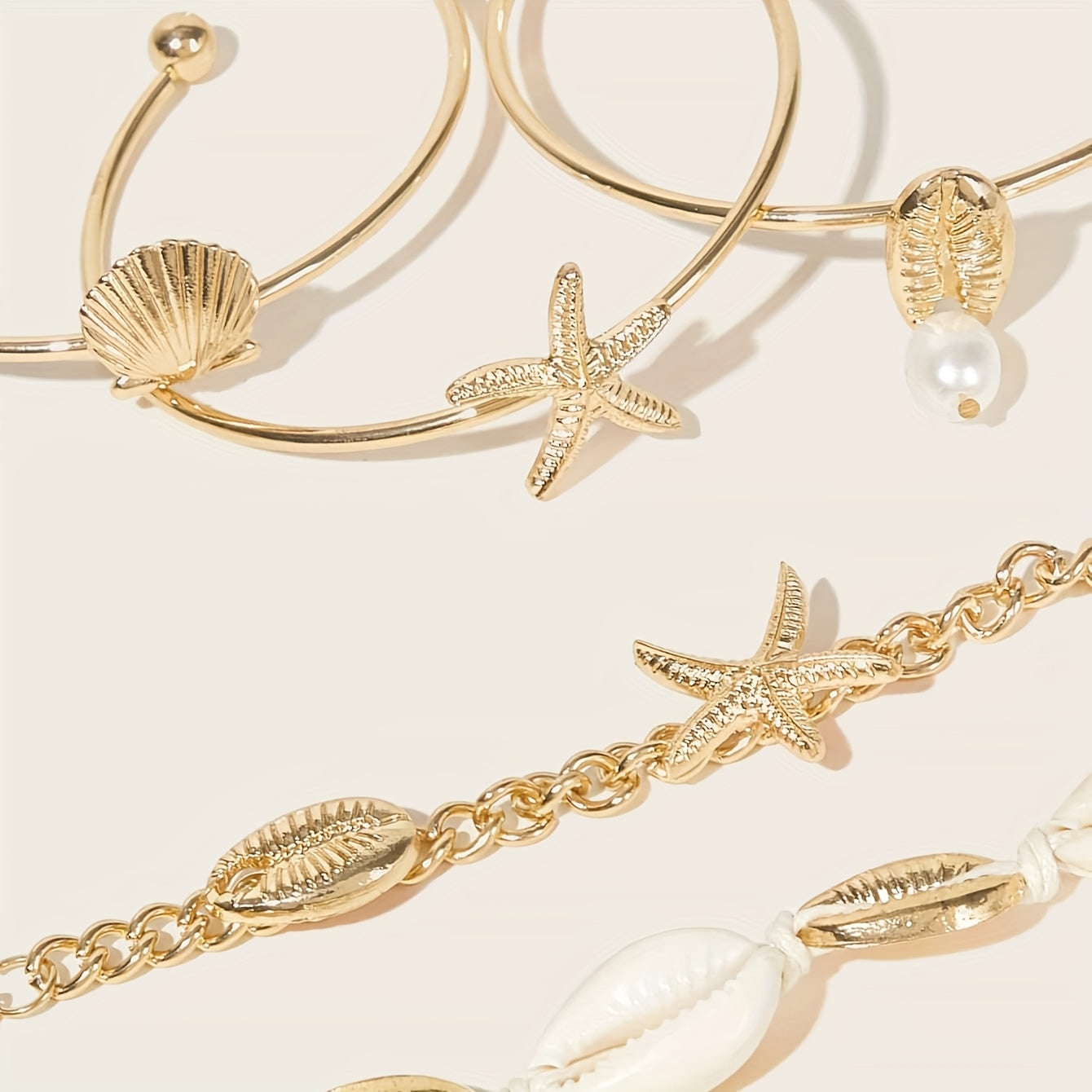 Nayara | 5-Piece Boho Shell & Starfish Bracelet Set